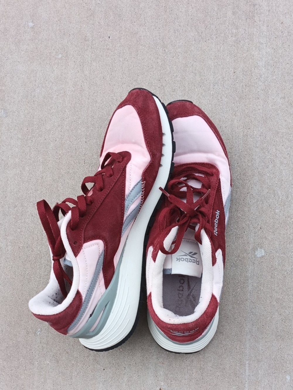 Reebok Women's Burgundy and Light Pink Retro Runner Sneakers